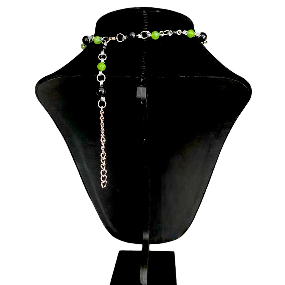 Handmade Necklace | Cyber Y2K punk mechanical gothic grunge crystal necklace - Picture 4 of 5